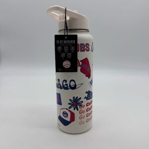 NWT White MLB Baseball Chicago Cubs Quencher Water Bottle Illinois
